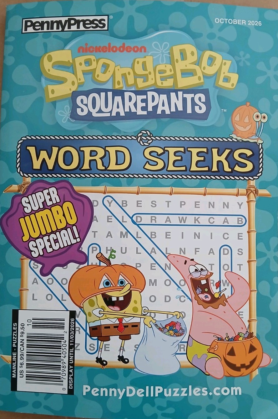 Nickelodeon SpongeBob SquarePants Word Seeks October 2026 Super Jumbo Special