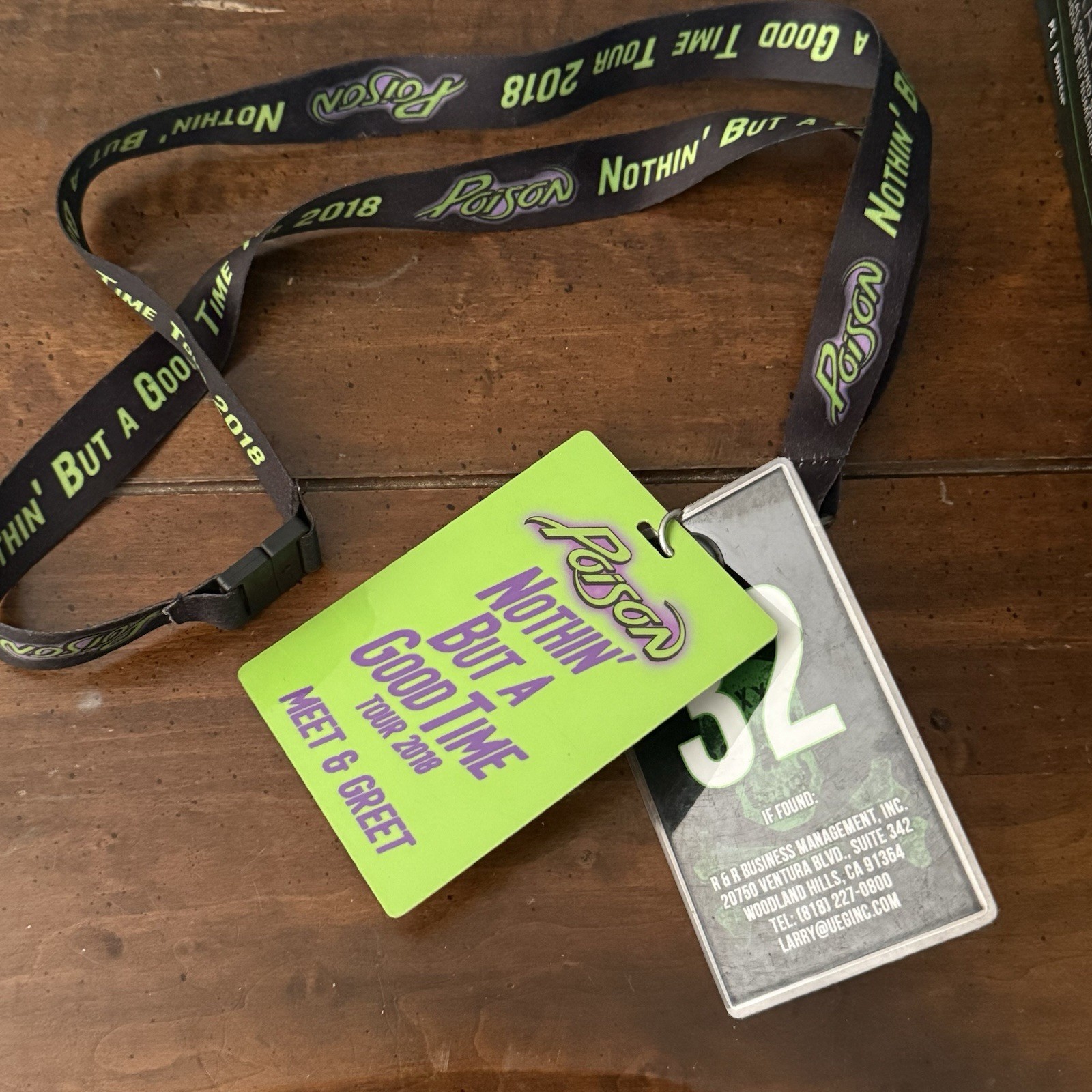 Poison Tour 2018 VIP Pass With Lanyard & Band Crew Member RARE Memorabilia