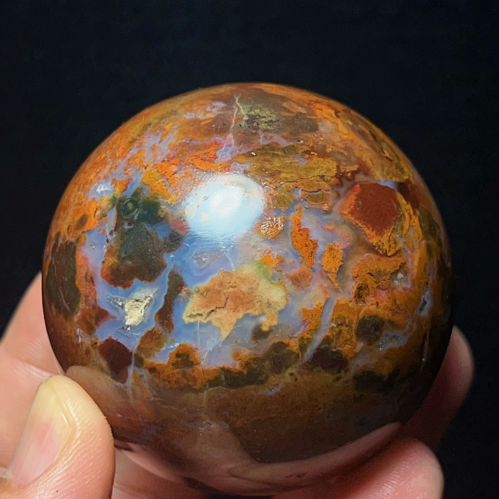 Rare 285G Natural Beautiful Ocean Jasper Sphere Healing Agate Madagascar L8706