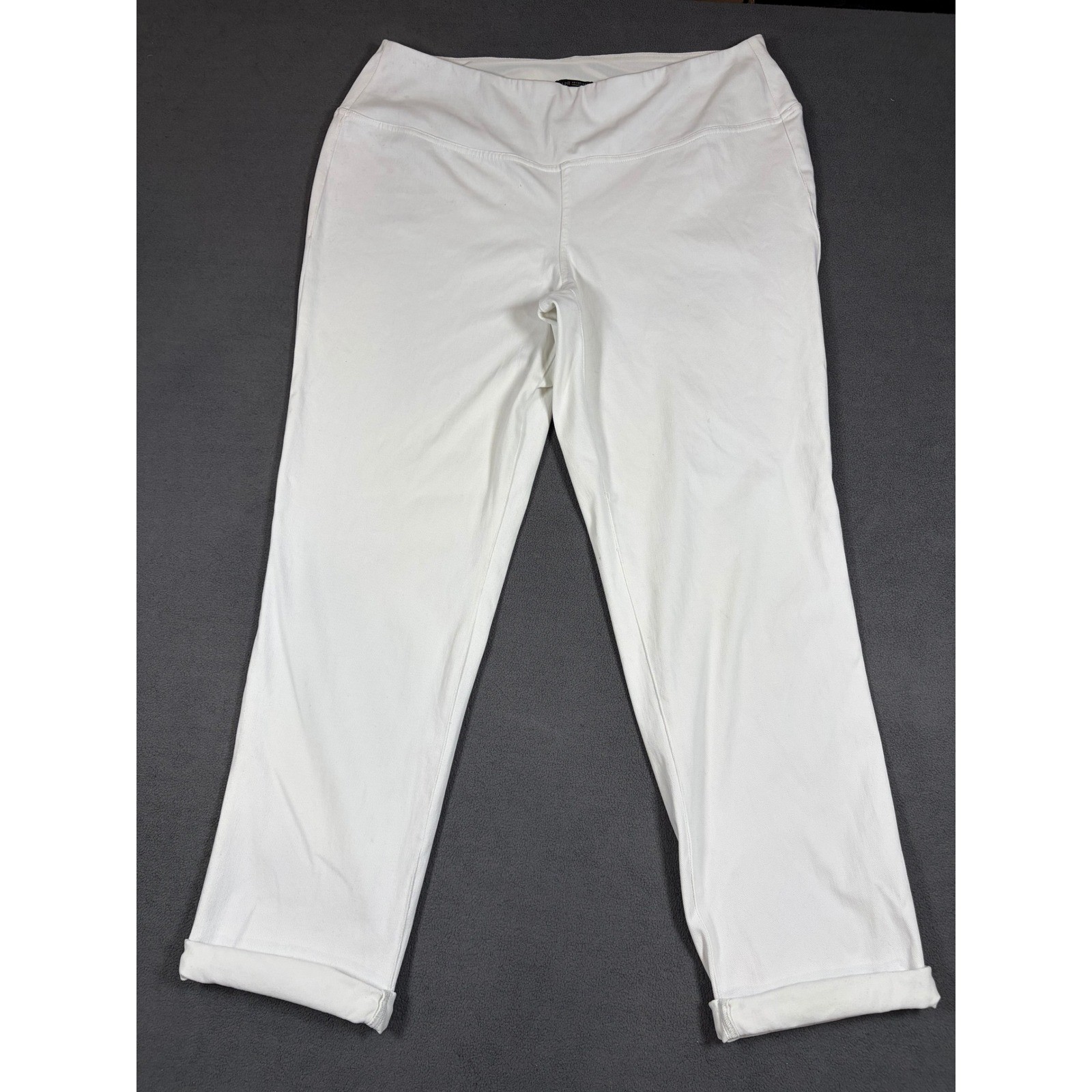 J. Jill Wearever Collection Pants Womens L White Pull On Stretch Cuffed Hem