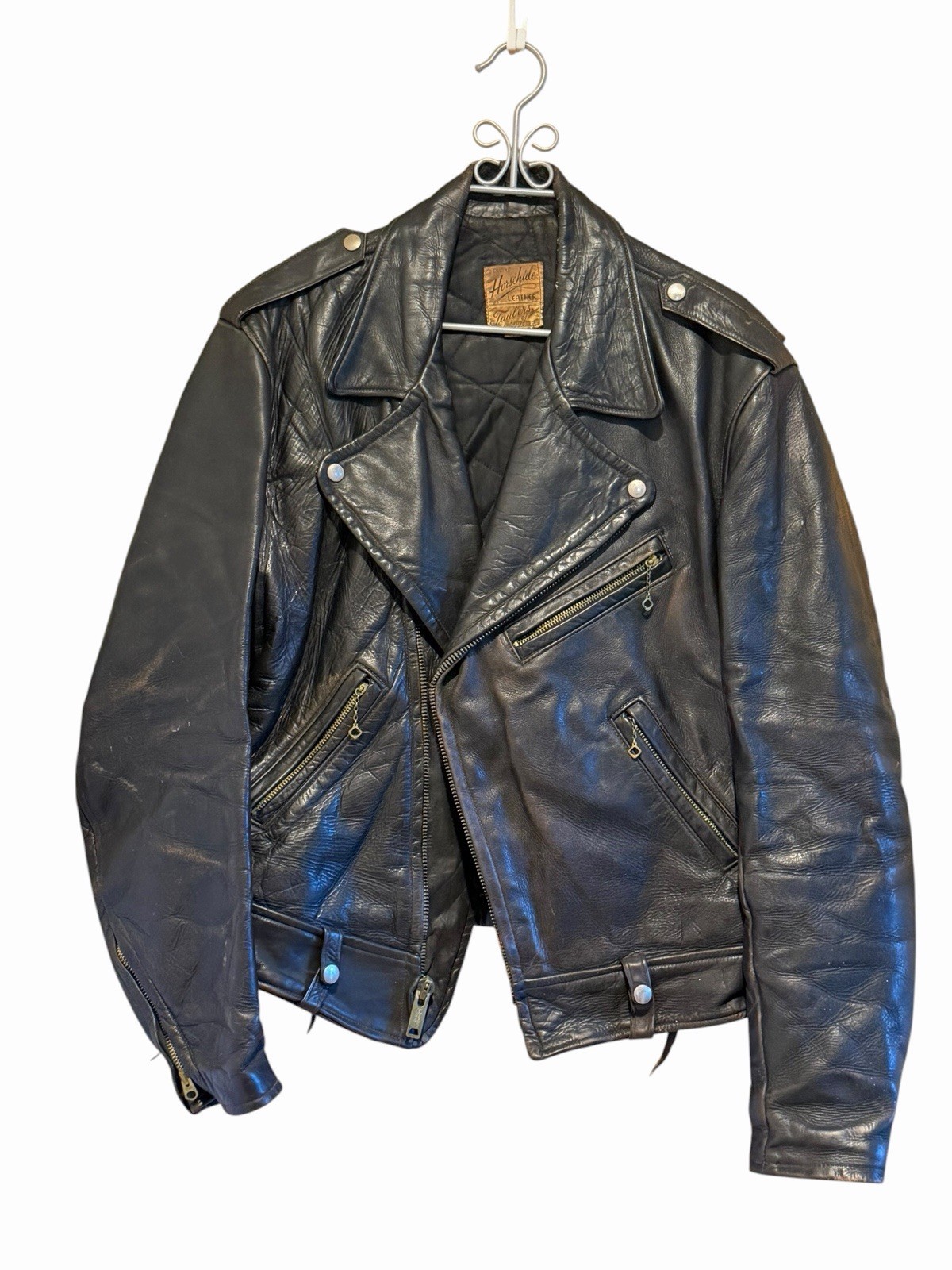 Vintage 40s/50s Taubers of California Horsehide Leather Motorcycle Jacket -Sz 46 Vintage 40s/50s Taubers of California Horsehide Leather Motorcycle Jacket -Sz 46