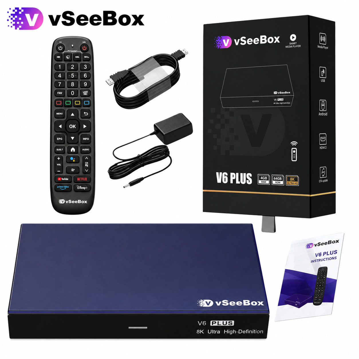 VSeeBox V6 Plus TV Box 30-Day Media Guarantee Fast Shipping Authorized Dealer