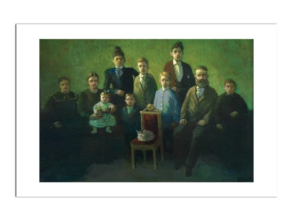 Difficult Family by Michael Sowa Art Print Portrait with Cat Kitten Poster 24x32