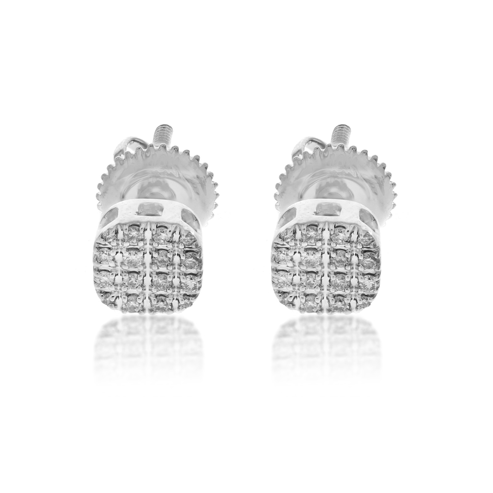 0.14 Ct Natural Round Cut Diamond Cluster Stud Earrings Solid 10k White Gold