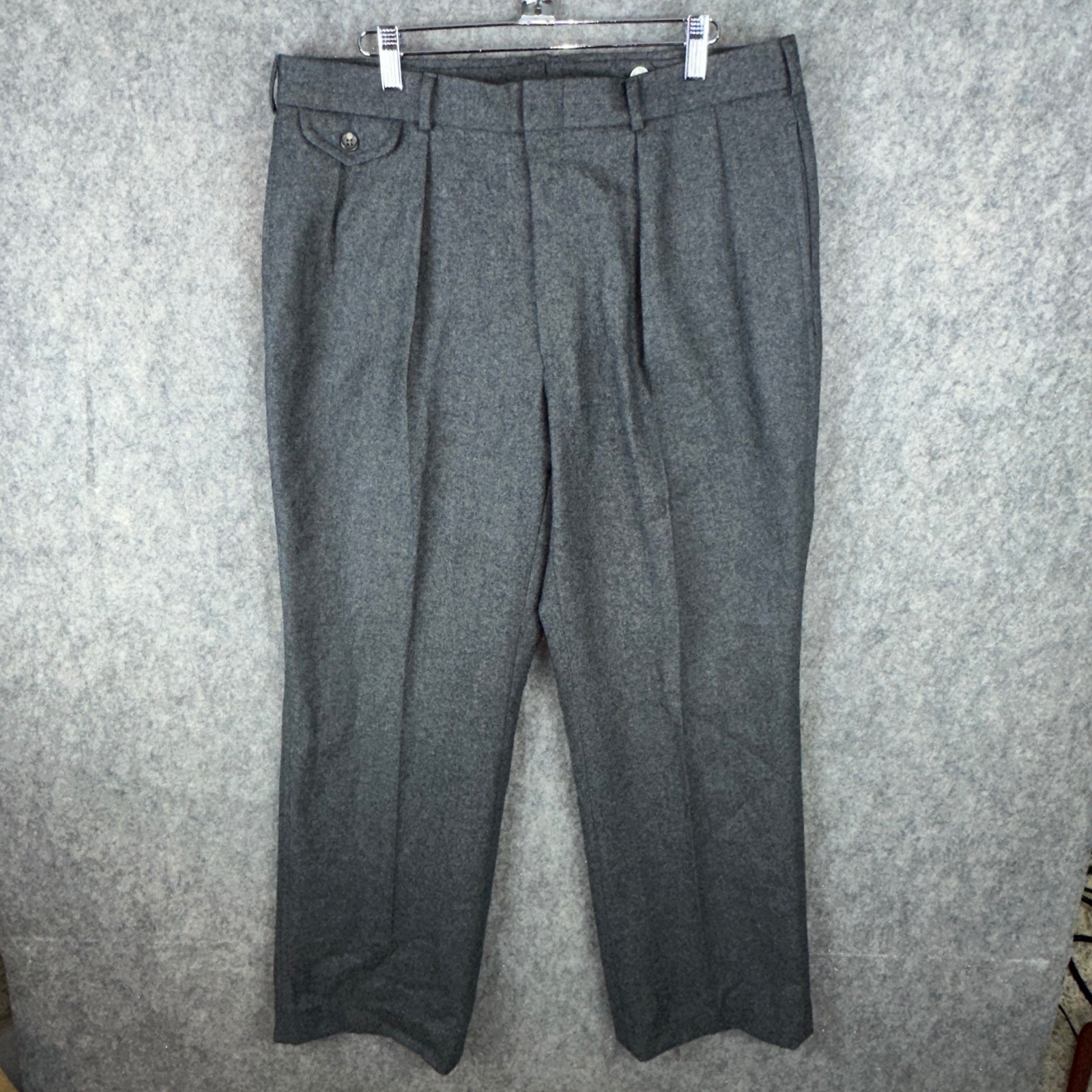 Polo Ralph Lauren Trouser Men 38 Grey Wool Pleated Flannel Talon Zip VTG 70s 80s