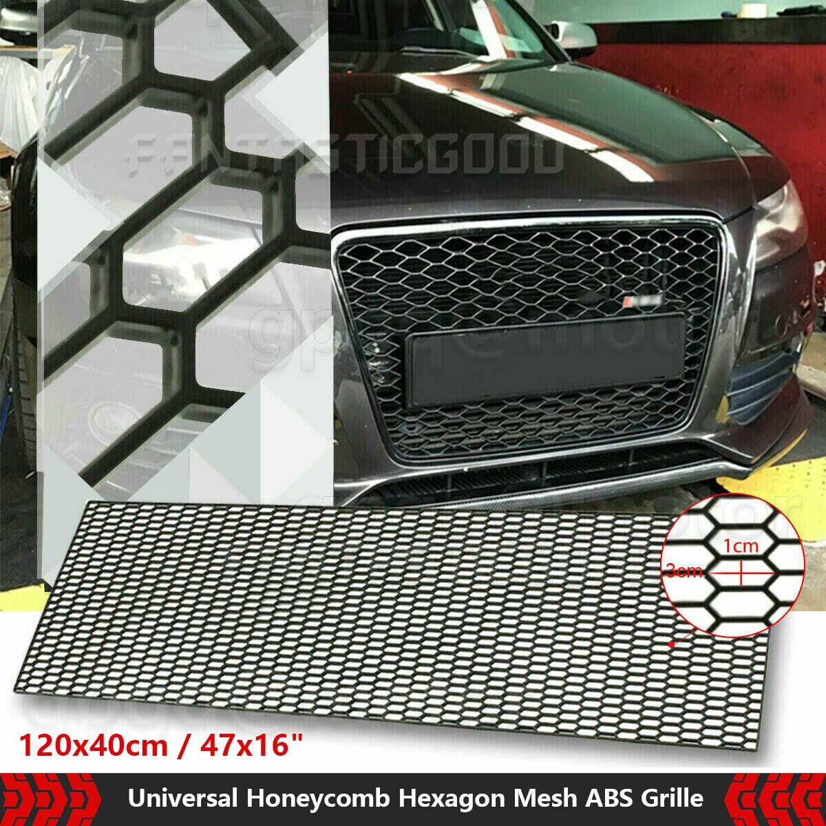 47\'\'x16\'\' Universal Car Racing Honeycomb Mesh Grill Hexagon Spoiler Bumper Vent