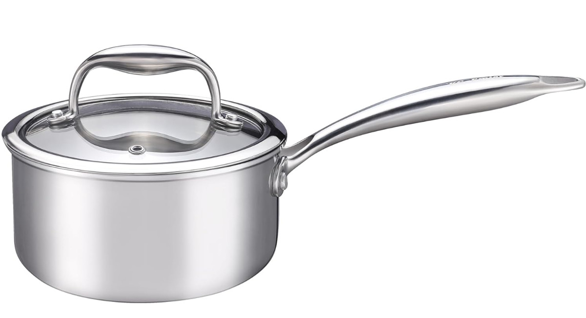 Cazo Acero Inoxidable Triple Capa 1 Qt con Tapa Apto Inducción y Todo Tipo Cocin