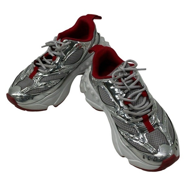 Christian Louboutin So Flo Sneakers Laminated Calf Silver Red EU35.5/US5.5