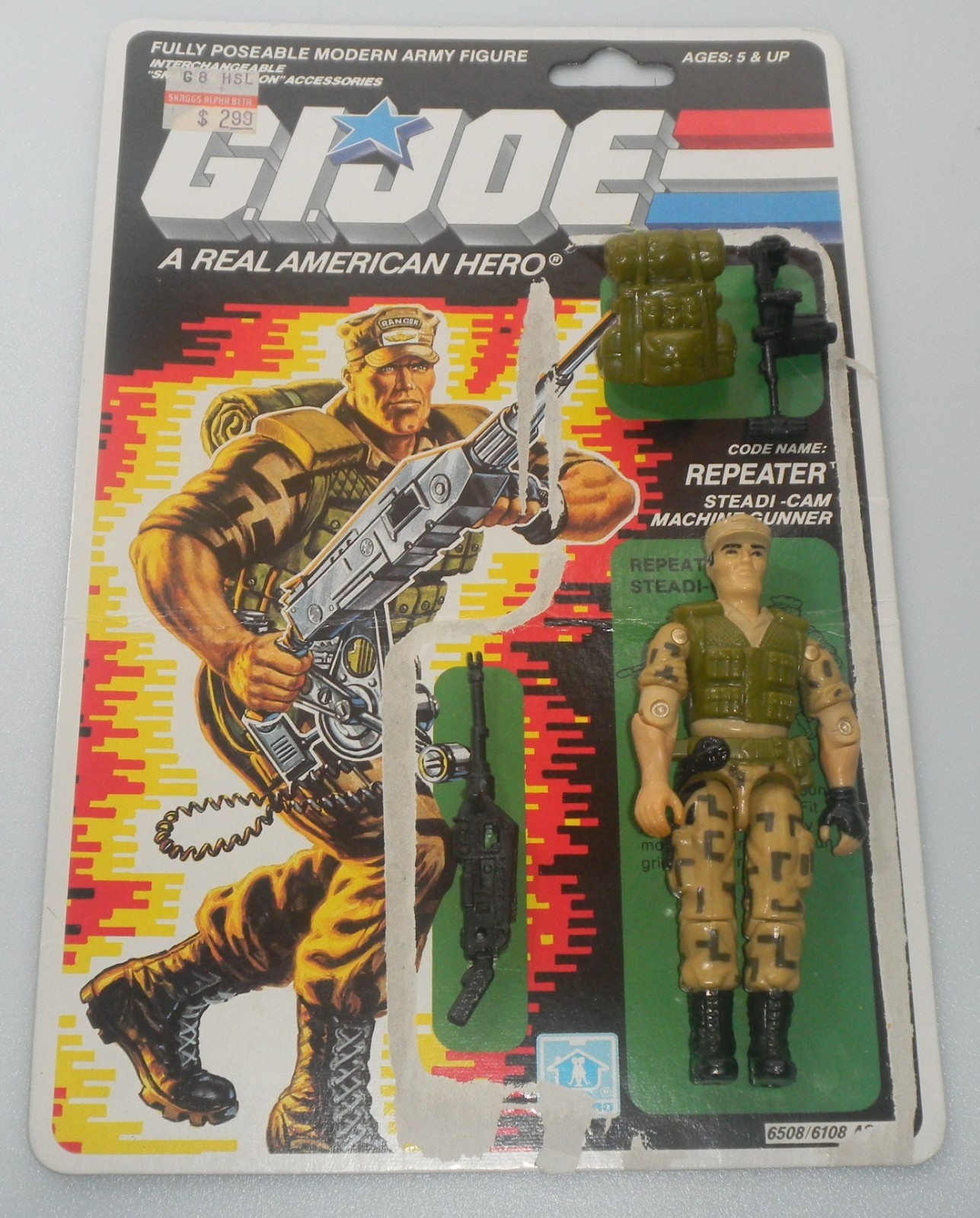 Vintage 1988 Repeater G.I. GI Joe v1 100% Complete Figure Card 3.75 ARAH Lot 80s