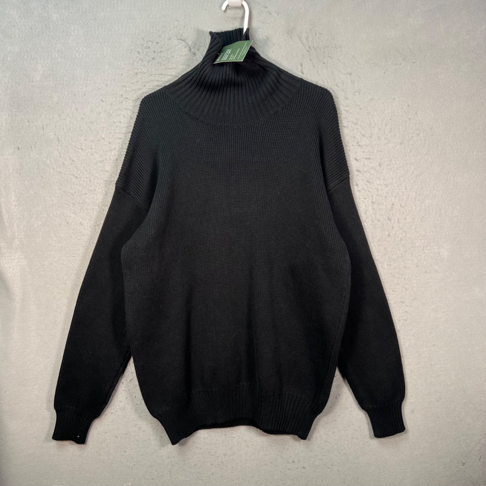 Quince Womens Size Large Oversized Black Organic Cotton Turtleneck Sweater NEW