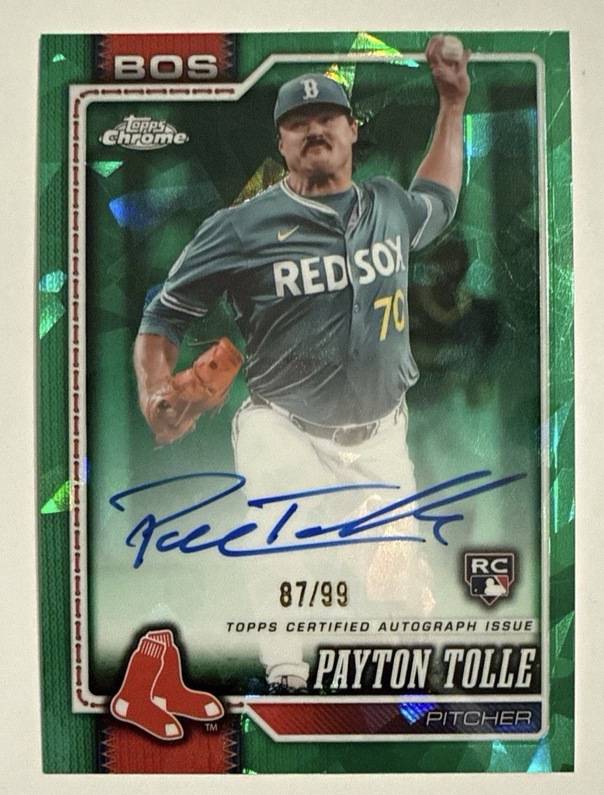 2026 Topps Chrome Sapphire Payton Tolle Rookie Auto Green Jersey Match /99 RC