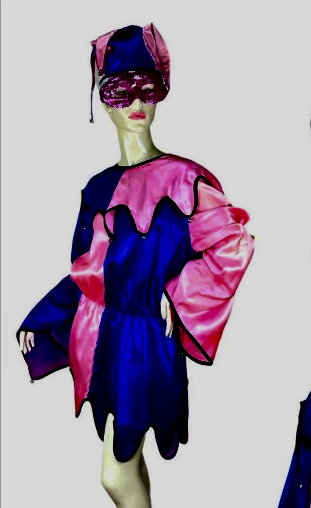 Vintage Rubie\'s Costume Co. Pink & Blue Jester/Classic HarleyQuinn 2pc set 