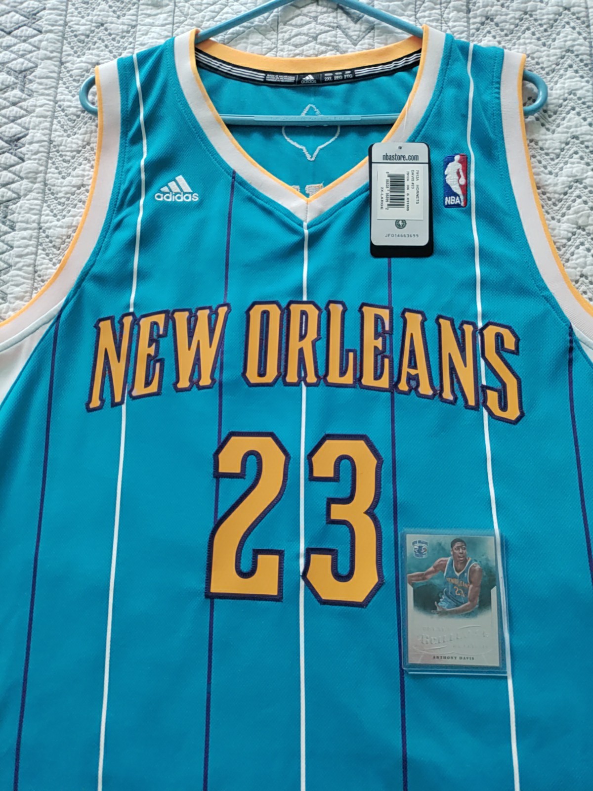 Anthony Davis New Orleans Hornets Adidas Rookie Jersey W/Panini Rookie Card