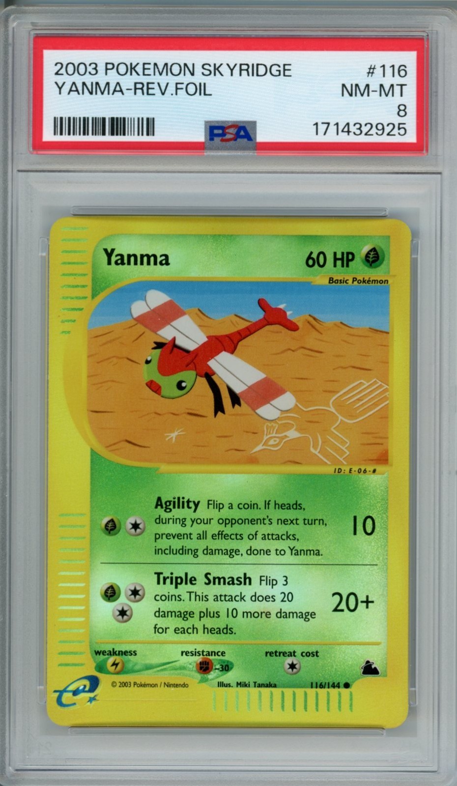 2003 Pokemon PSA 8 Yanma Reverse Foil - 116/144 Skyridge NM-MINT 2003 Pokemon PSA 8 Yanma Reverse Foil - 116/144 Skyridge NM-MINT