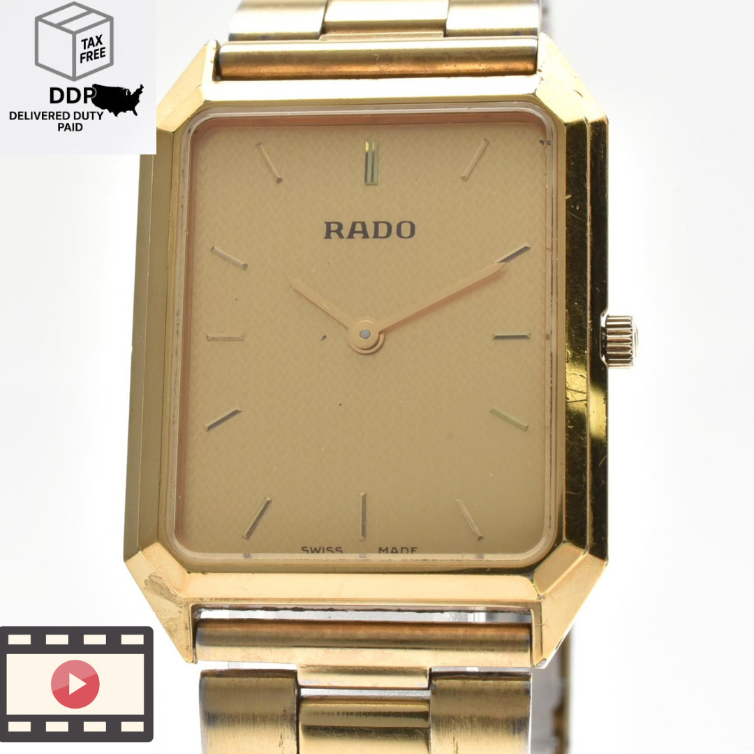 Vintage [ Exc+5 ] RADO 133.5288.2 Gold Tank 27mm Square Men's Quartz Watch JAPAN