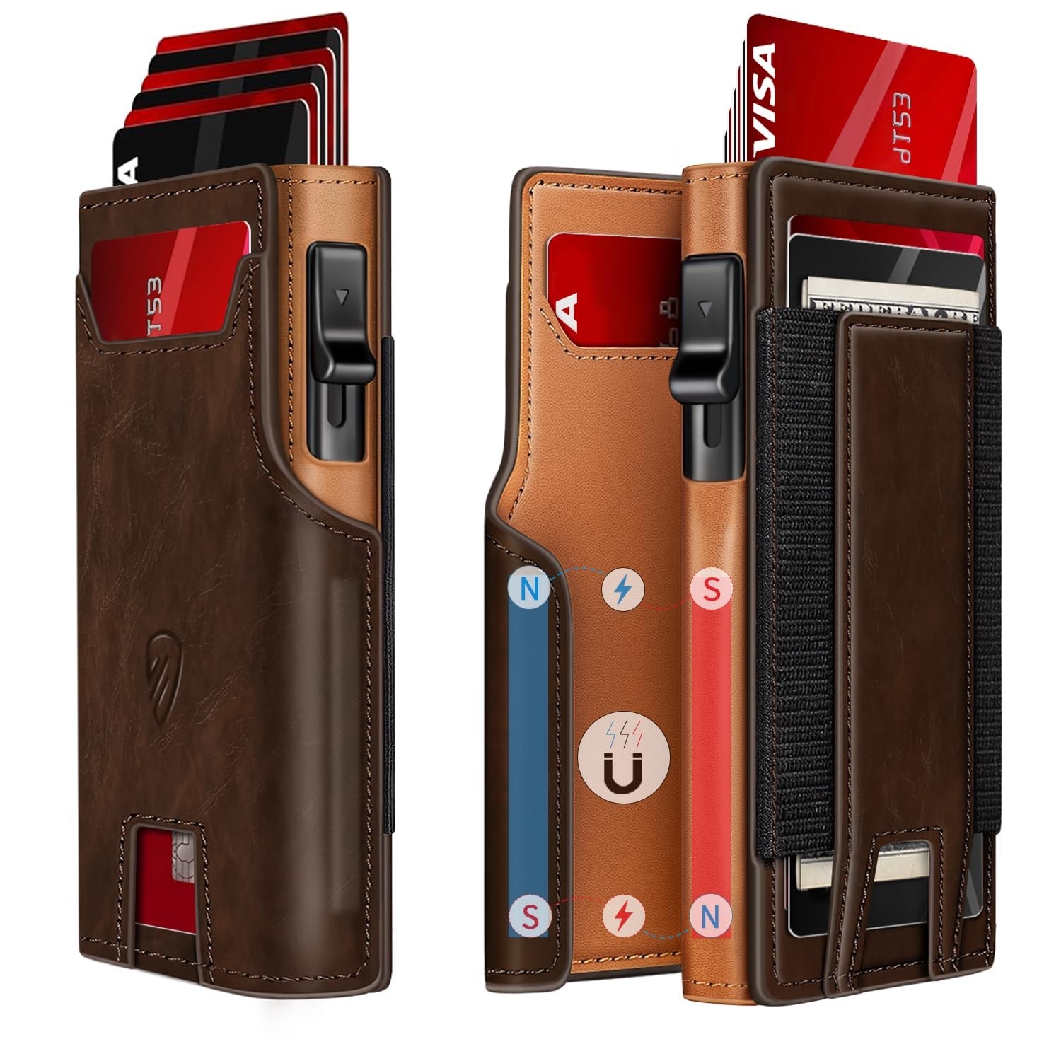 Slim RFID Blocking Wallet for Men - Pop-Up Card Holder, 9-13 Cards Capacity