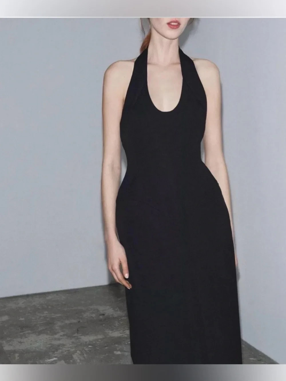 Zara Black Halter Structured Dress Size Small Zara Black Halter Structured Dress Size Small