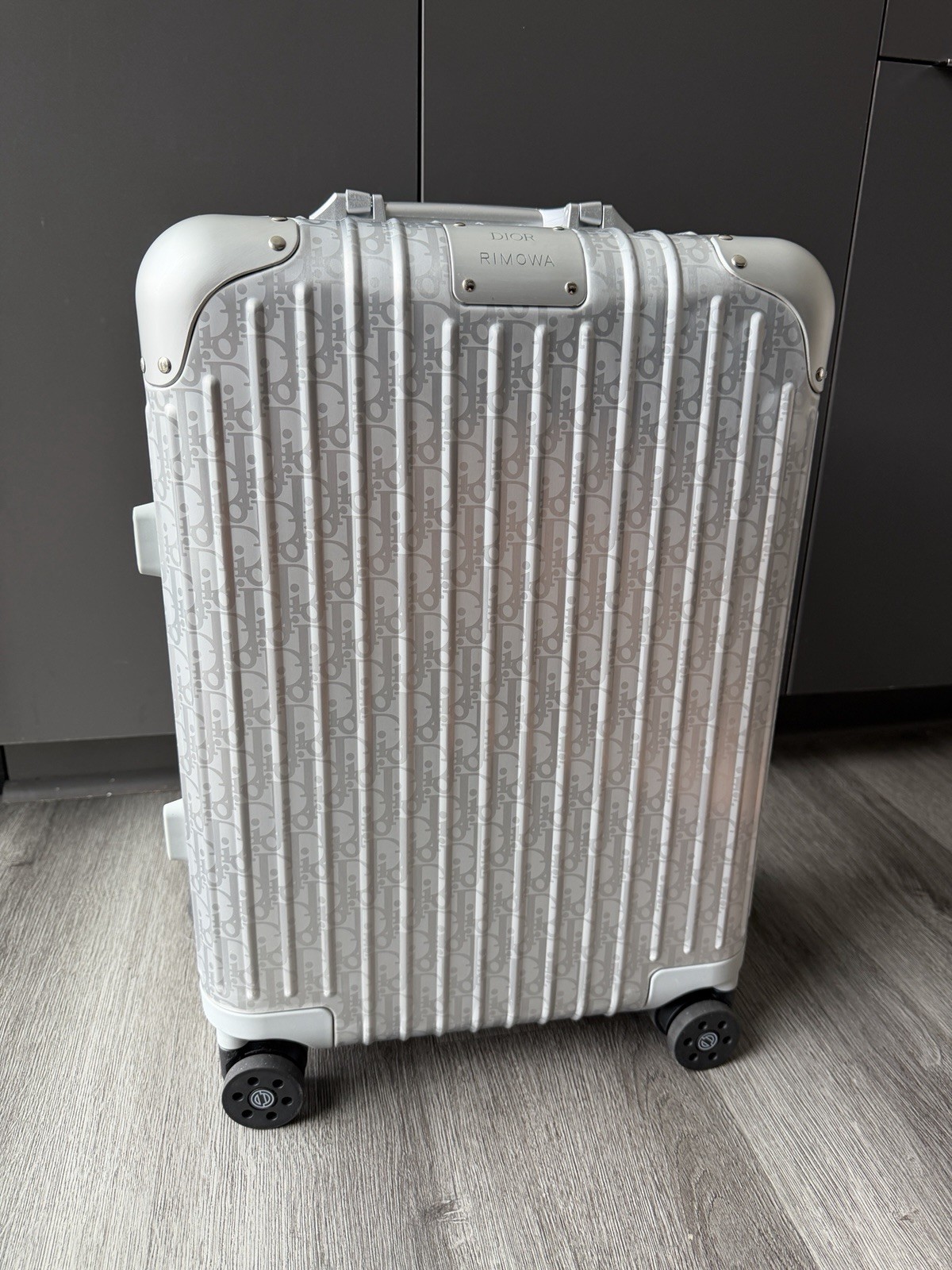 Dior X Rimowa Silver 21” Aluminum Oblique Carry On