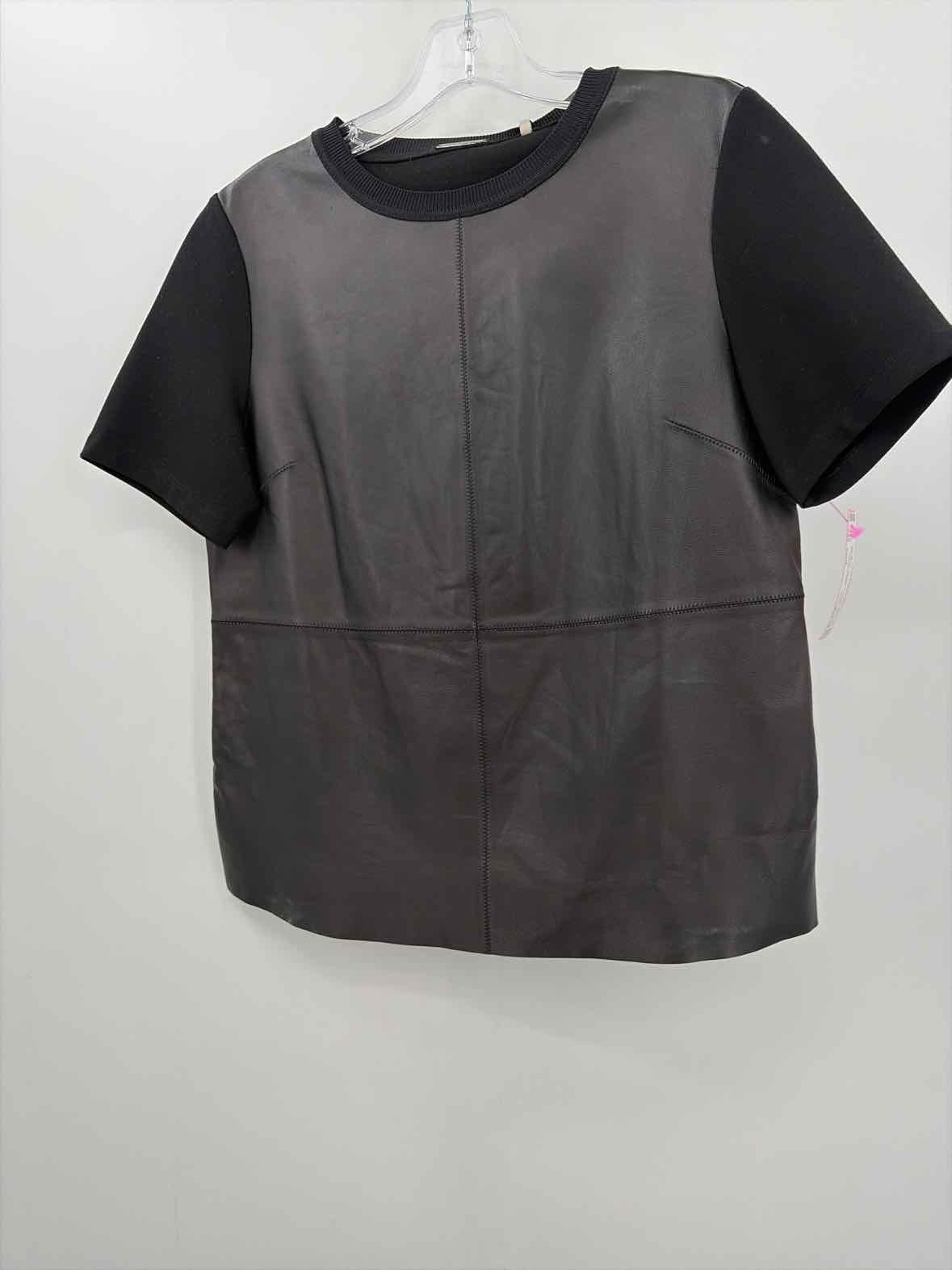 Pre-Owned Elie Tahari Black Size Small Leather Blouse Pre-Owned Elie Tahari Black Size Small Leather Blouse