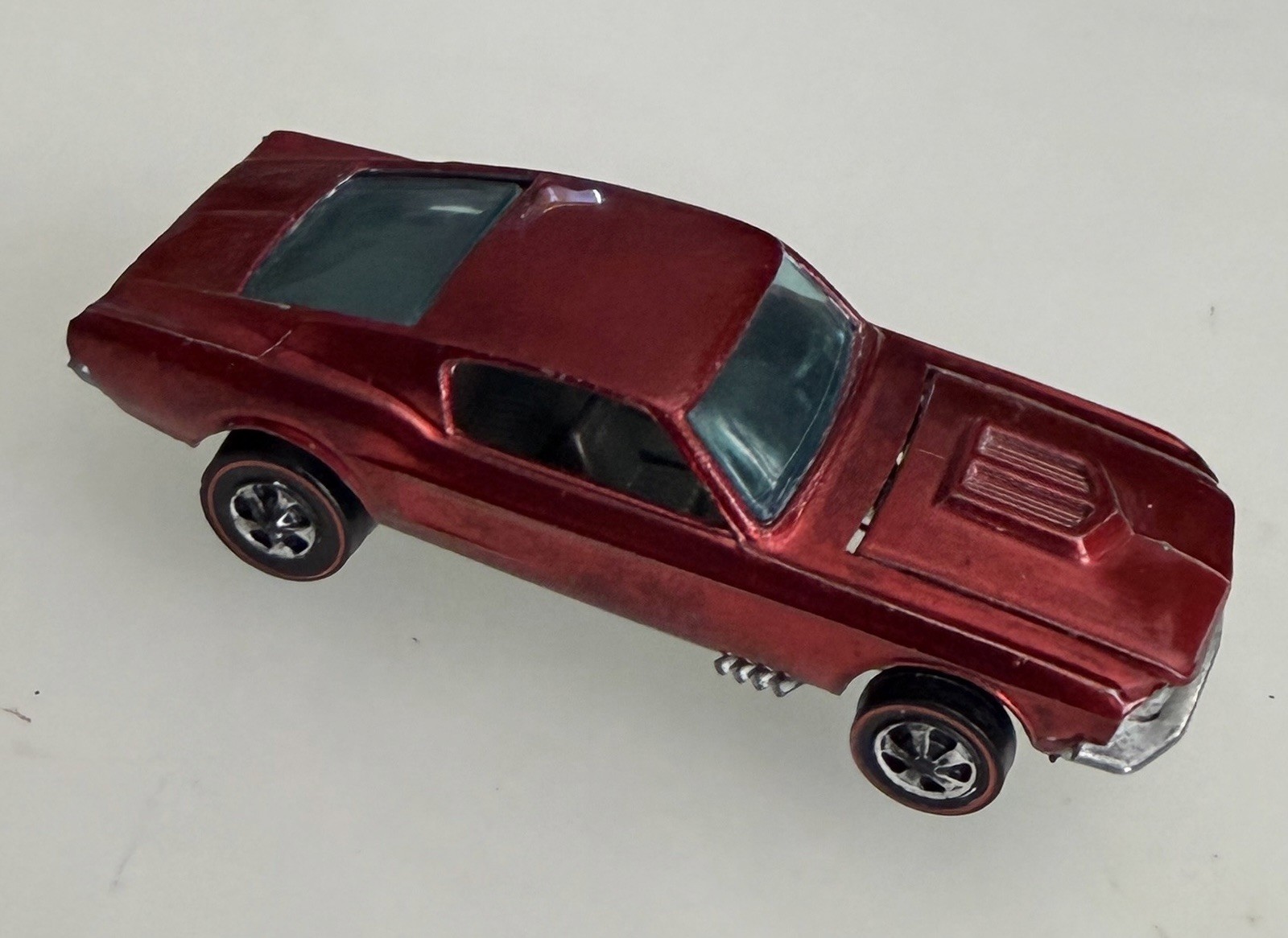Vintage 1968 Hot Wheels Redline Red Custom Mustang Dark Interior Hong Kong Vintage 1968 Hot Wheels Redline Red Custom Mustang Dark Interior Hong Kong