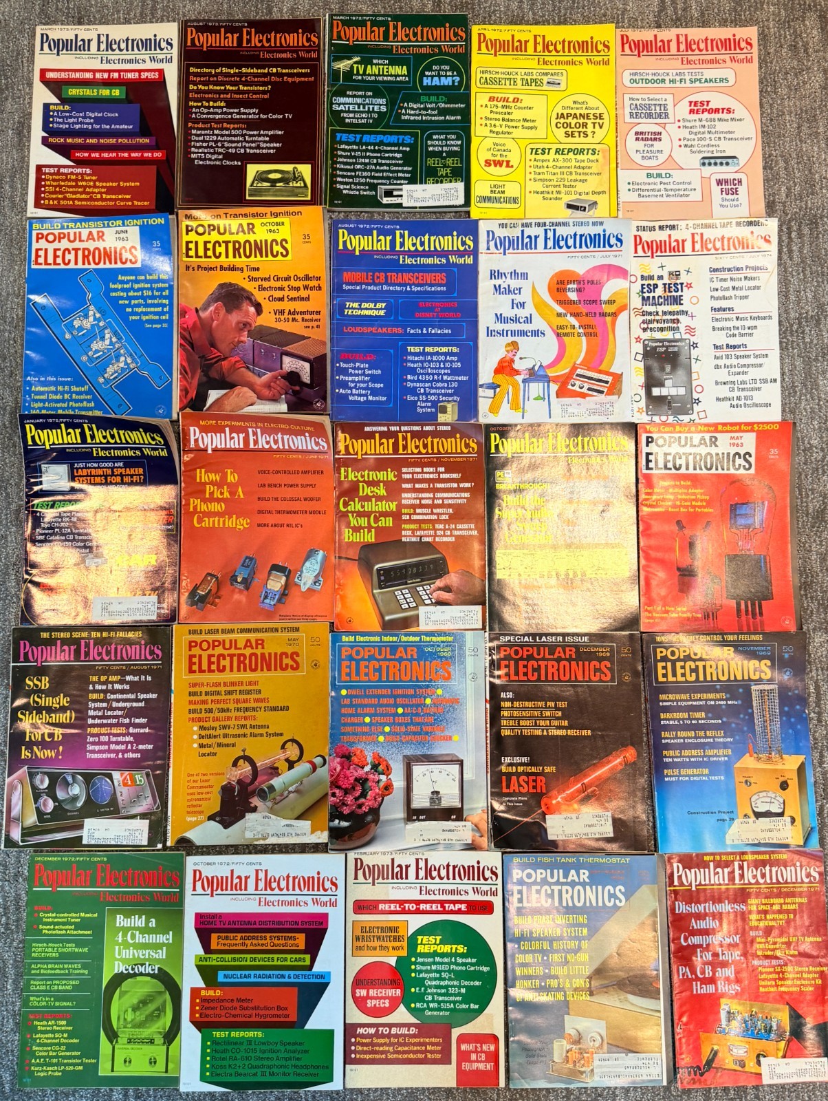 Vintage Popular Electronics Magazine Lot of 25 60s 70s Many Unopened