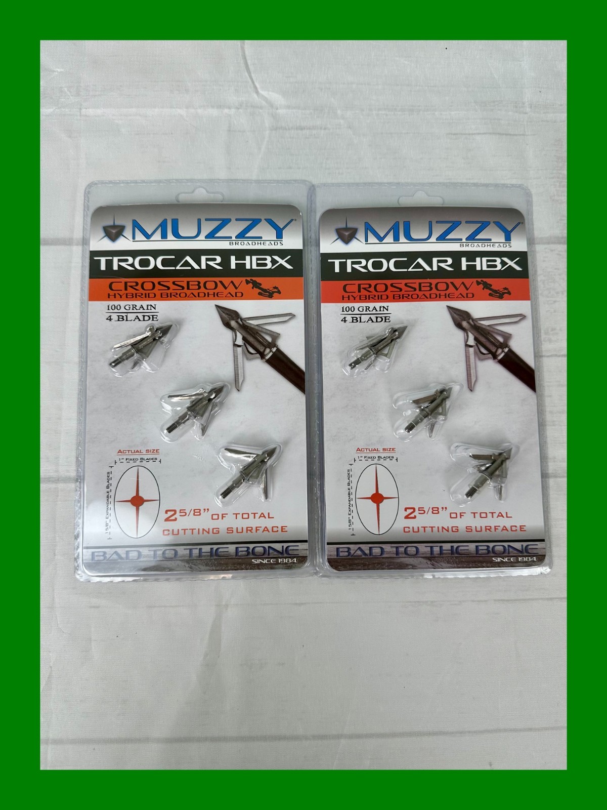 2 Pack Muzzy Trocar HBX Expandable Crossbow Broadheads 4 Steel Blades 100 Grain 2 Pack Muzzy Trocar HBX Expandable Crossbow Broadheads 4 Steel Blades 100 Grain