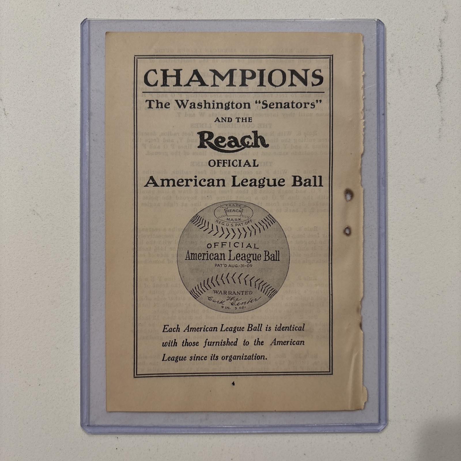 1925 Reach American League Baseball Senators World Series Vintage Ad Antique 1925 Reach American League Baseball Senators World Series Vintage Ad Antique
