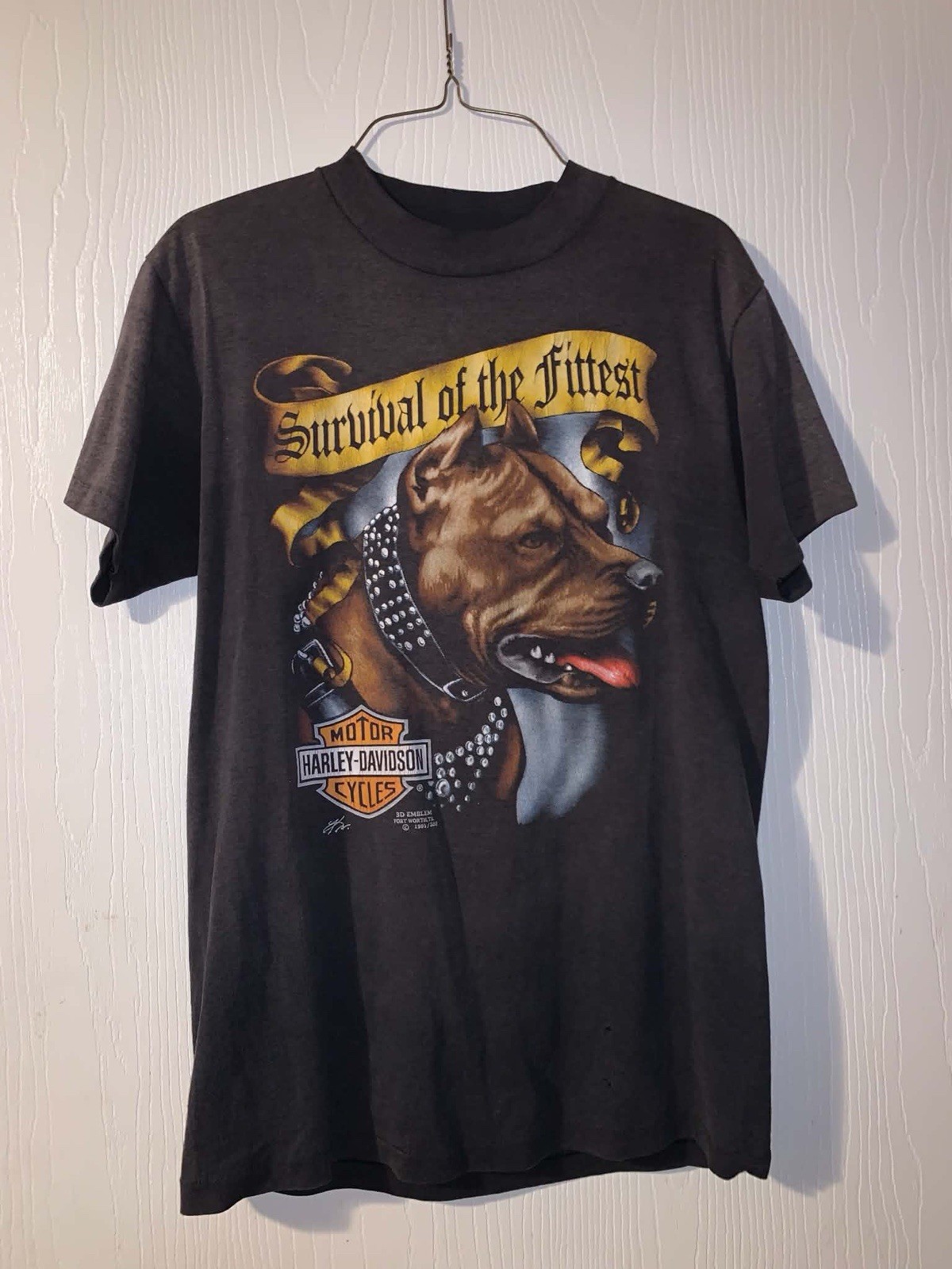 Vintage 90\'s Harley Davidson 1991 Pitbull Survival Of The Fittest Mens Size M Vintage 90\'s Harley Davidson 1991 Pitbull Survival Of The Fittest Mens Size M