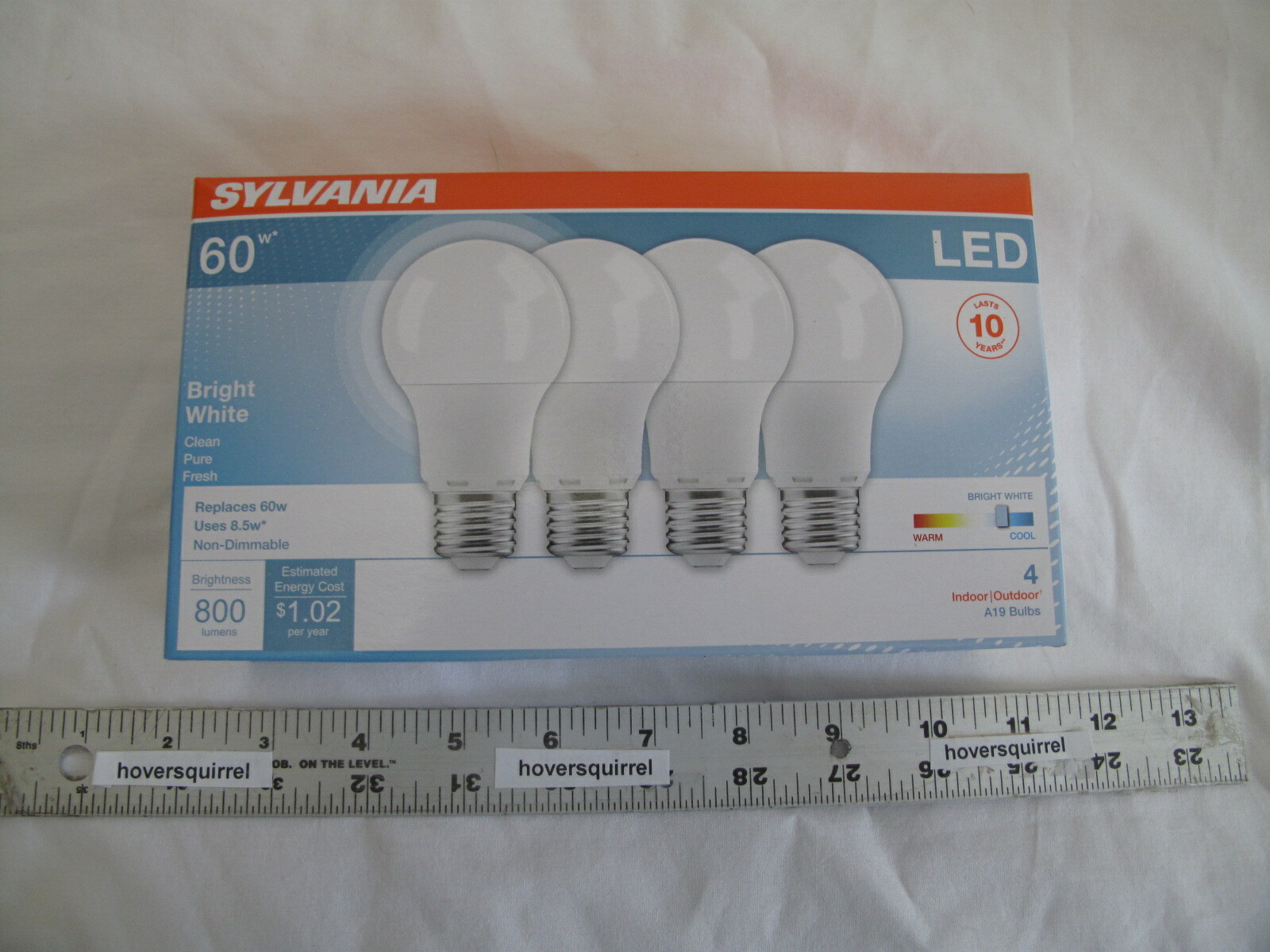(4) NEW Sylvania 60w LED A19 Light Bulbs Bright White 3500K  /  Non-Dimmable