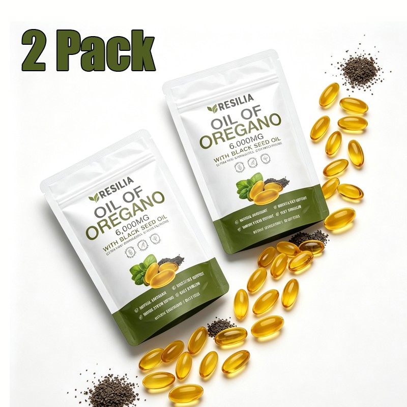 2 PACK Resilia Oil of Oregano 6000mg with Black Seed Oil Softgels