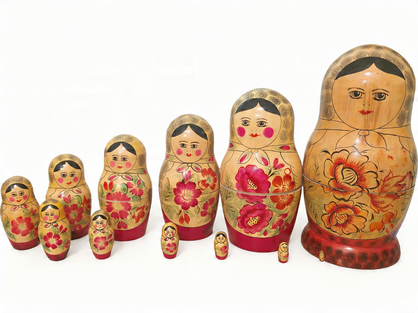 Vintage 1976 Soviet Semenov Nesting Dolls Matryoshka Complete 12 Piece Set USSR