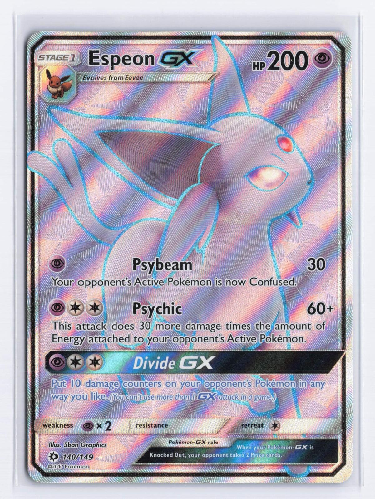 Espeon GX (Full Art) 140/149 Holo Ultra Rare SM Base Set Pokemon Near Mint