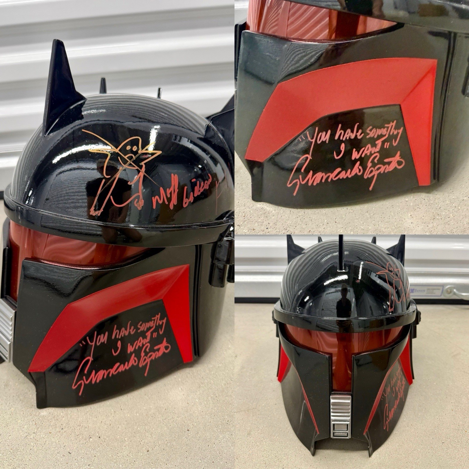 Giancarlo Esposito Signed Moff Gideon Helmet Star Wars With DRAWING & Quote COA