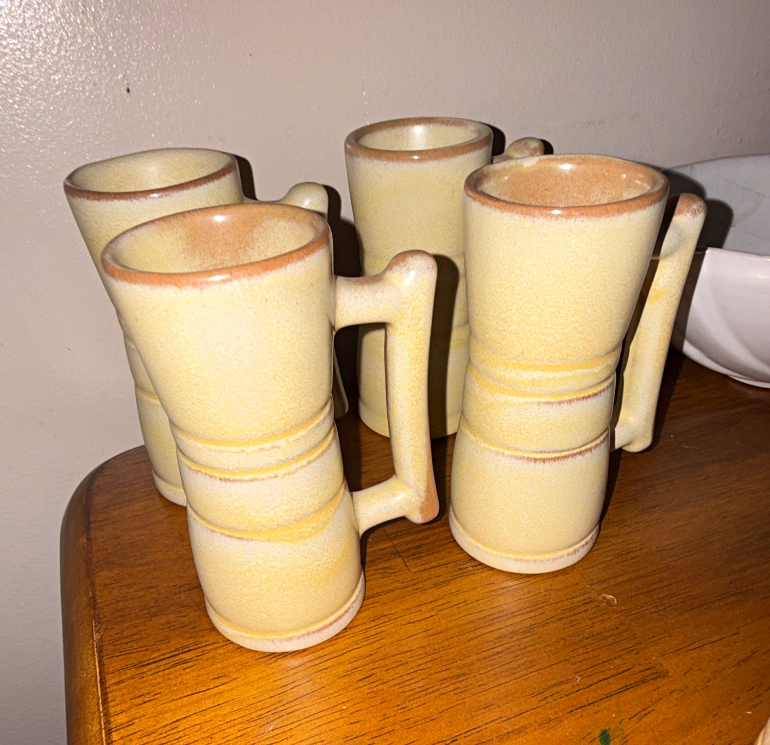 Frankoma 26DC Stoneware Mugs Set of 4 12 oz Beige/Brown With Handle