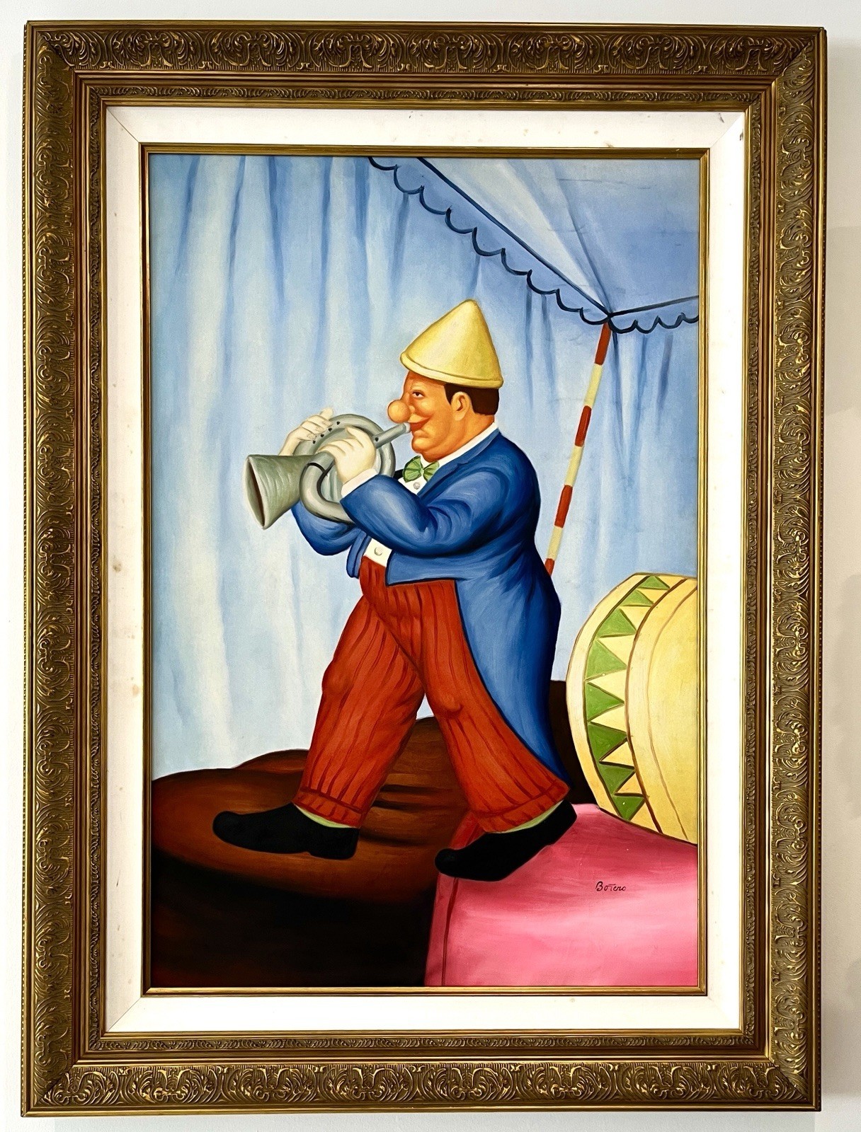 Fernando Botero Oil On Canva Signed Style Of Art Painting (1932 / 2023) Framed
