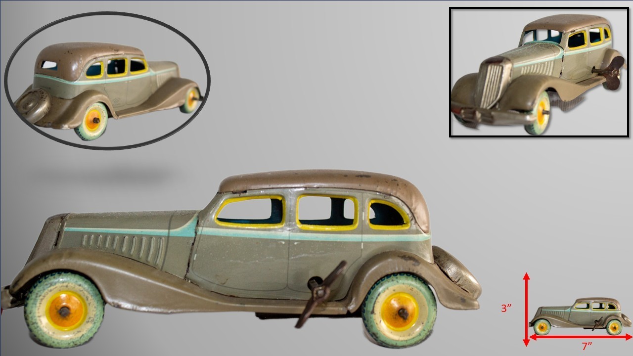 Vintage 1930\'s Pre-War Japanese Tin Lithographed Clockwork Graham 4-door Sedan