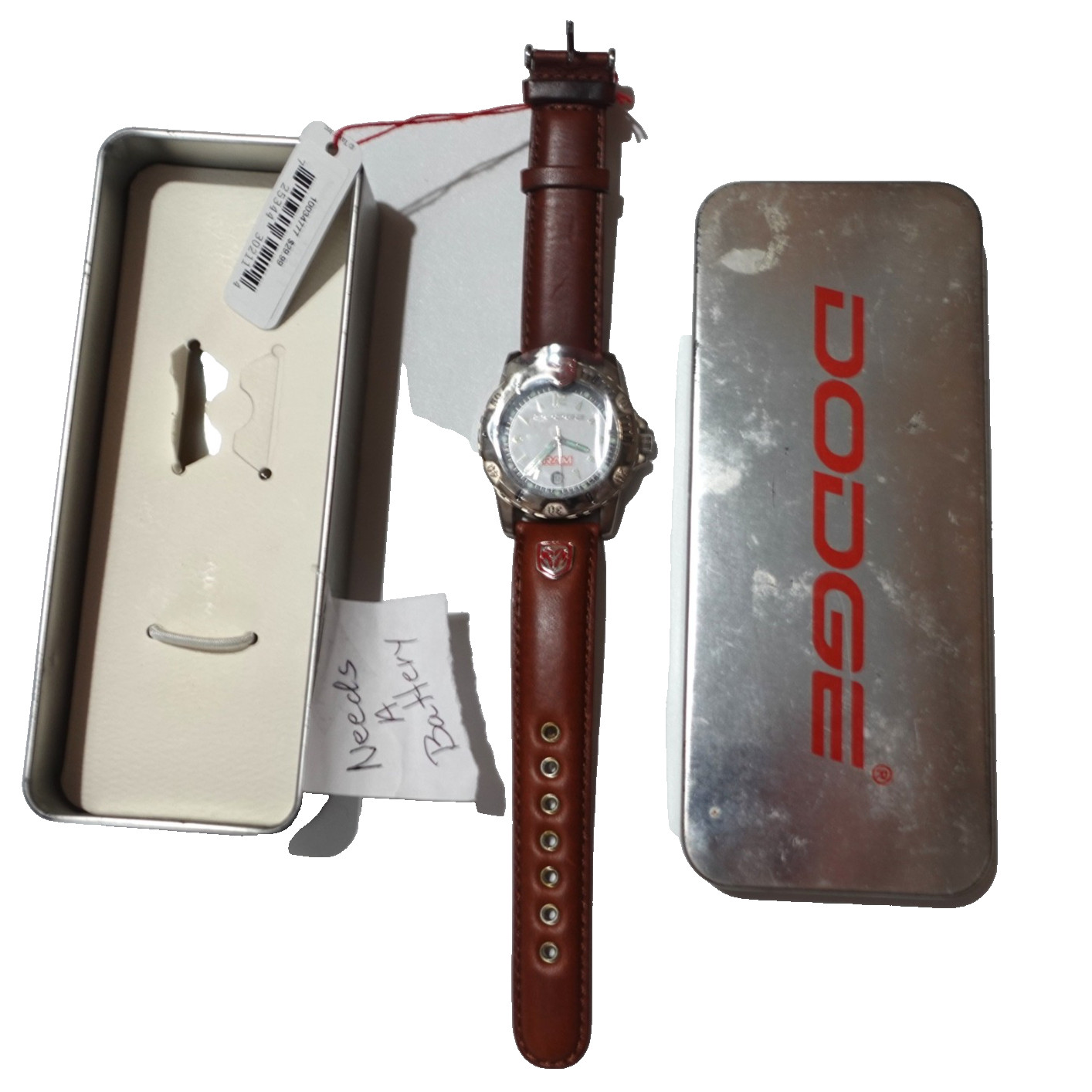 NOS Dodge watch  VINTAGE Challenger CHARGER SRT RAM MENS LEATHER BAND NWD