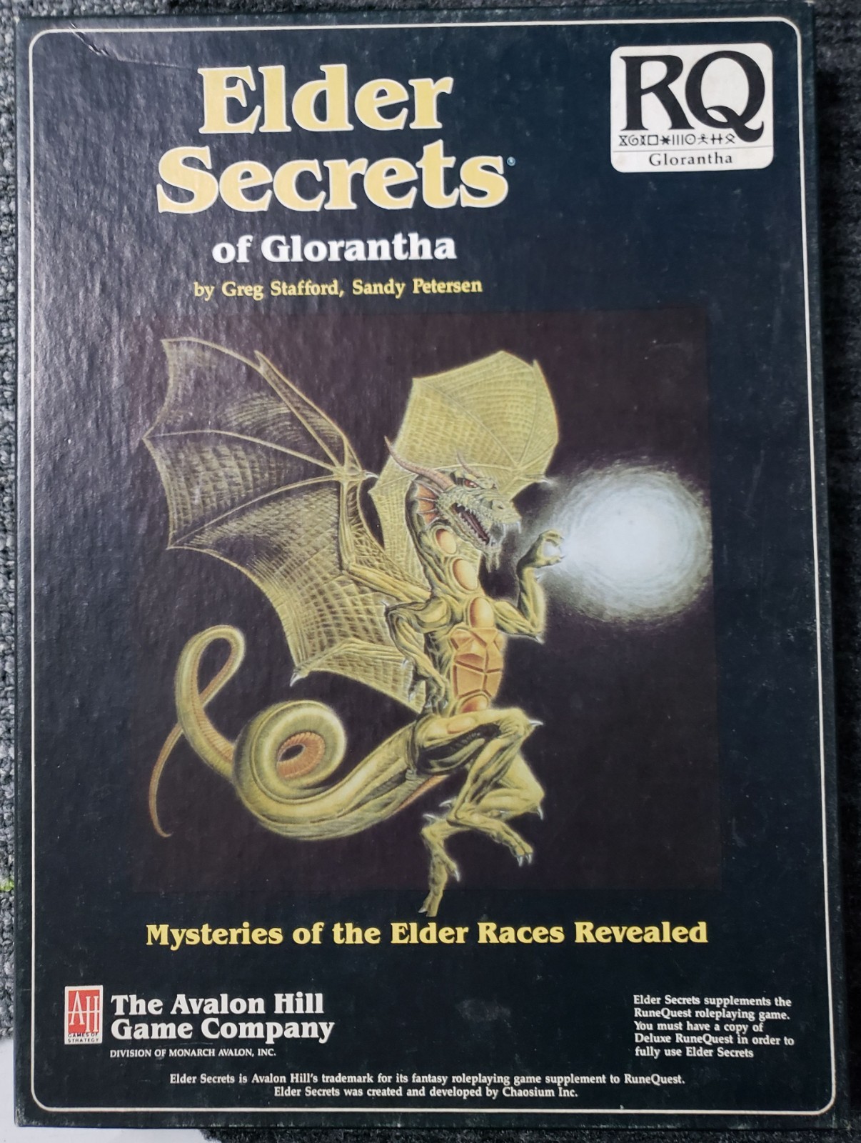 RuneQuest Elder Secrets of Glorantha 1989 Avalon Hill RQ3 Complete Box Set 8588