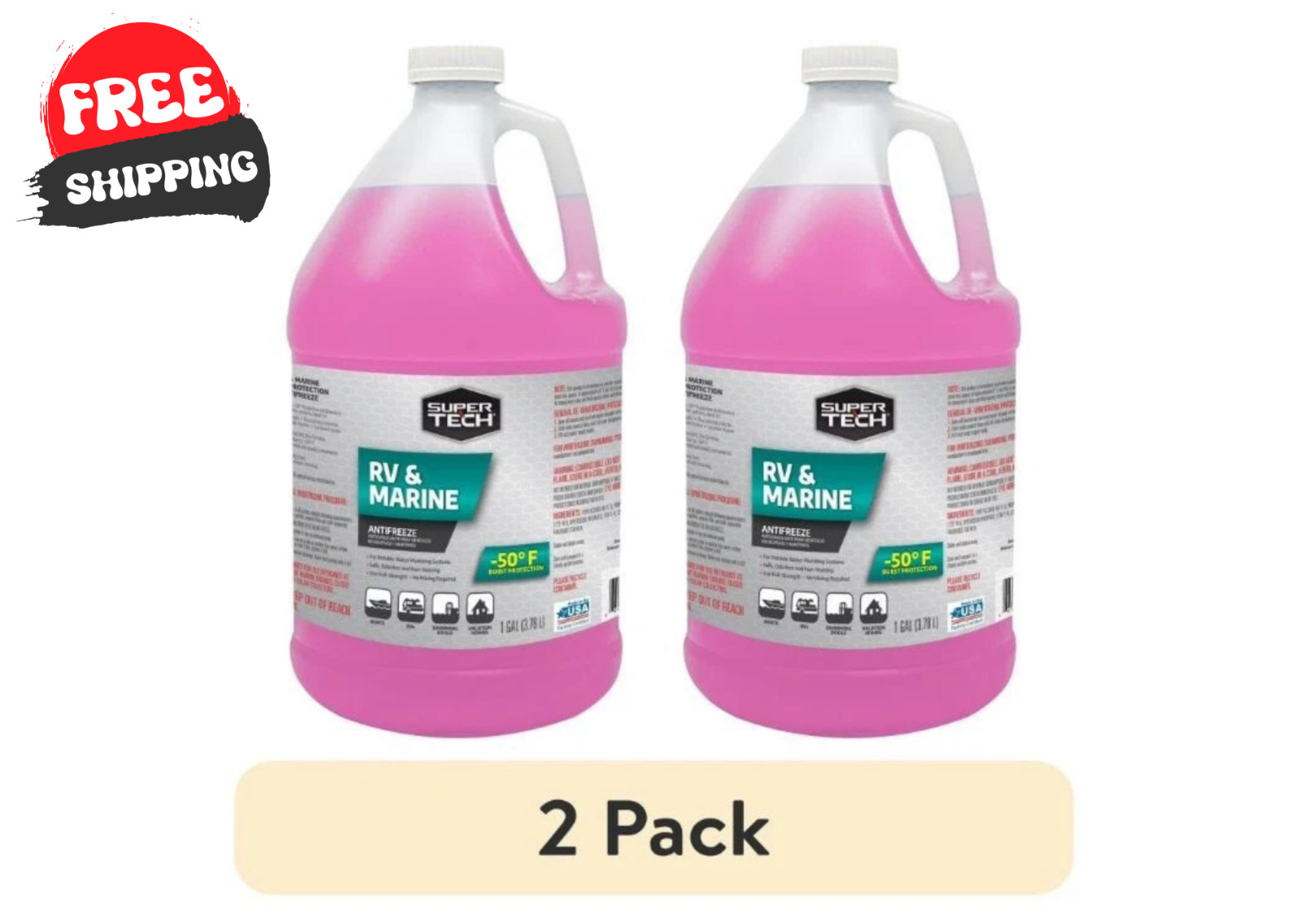 (2 pack) Super Tech RV and Marine Antifreeze, 1 Gallon - 2 pack (2 pack) Super Tech RV and Marine Antifreeze, 1 Gallon - 2 pack