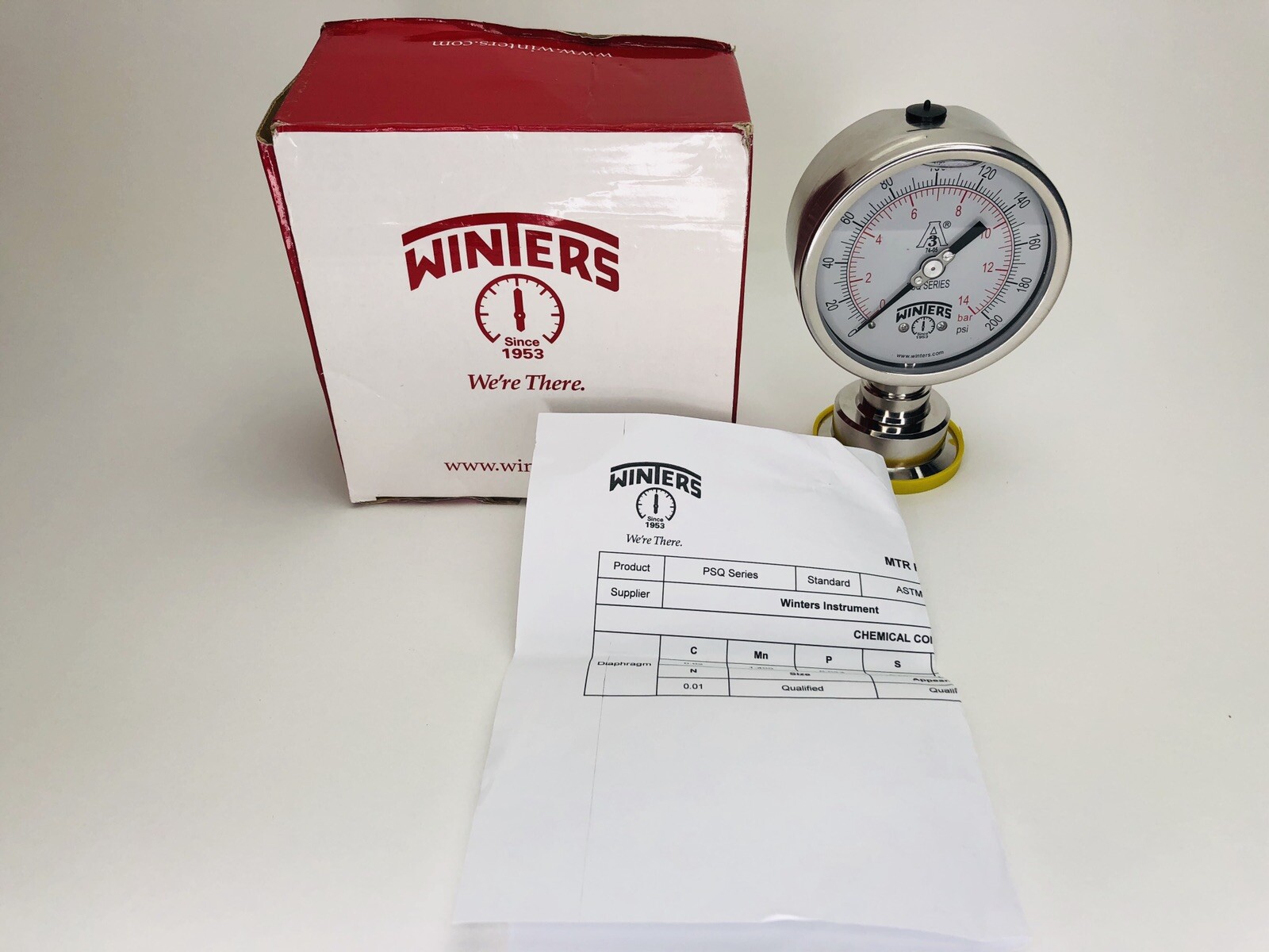 Winters Instruments PSQ20606 Gauge 4” Dial 0/200 PSI