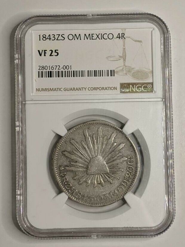 MEXICO 1843 ZsOM 4 REALES NGC VF25