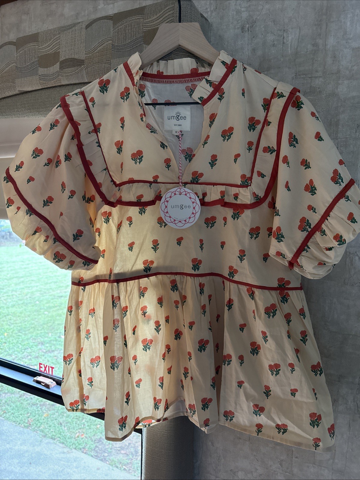 UMGEE Orange Floral Cotton Fall Top Size S UMGEE Orange Floral Cotton Fall Top Size S