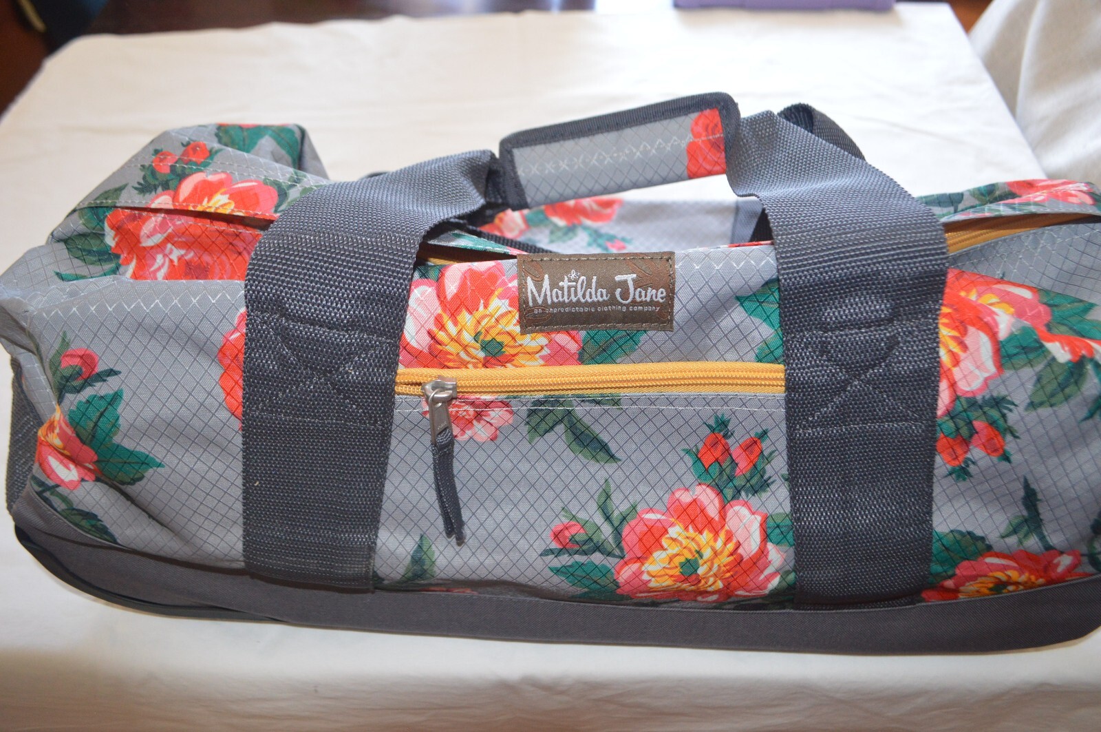 Matilda Jane Keep On Rolling Duffle Bag Gray Floral Luggage
