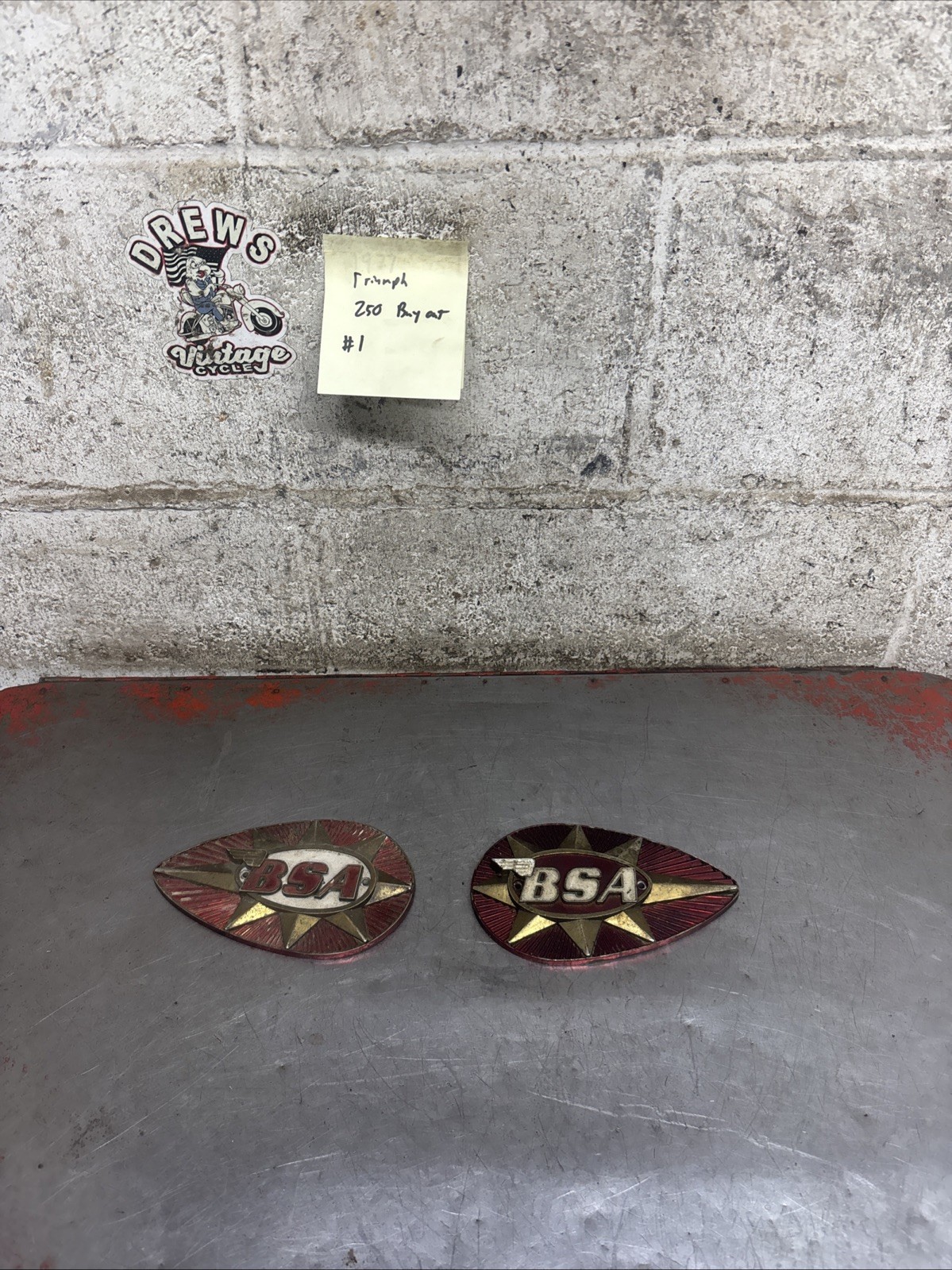 1960s  Bsa A50 A65 Gas Tank Badges Emblem Assembly Oem Original