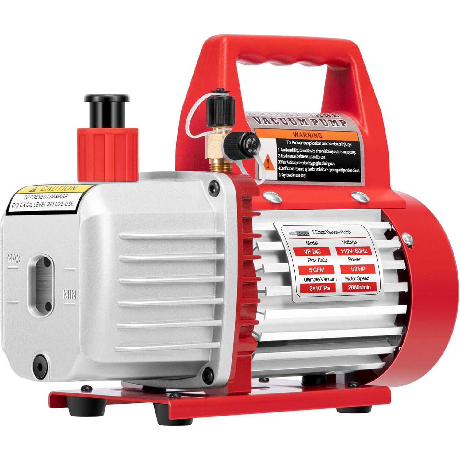 1/2 HP 5 CFM Vacuum Pump Air Conditioning Vacuum Pump 2 Stage Rotary Vane HVAC