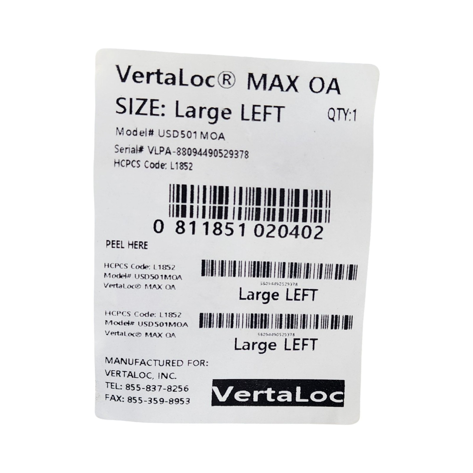 VertaLoc MAX OA Osteoarthritis Hinged Knee Brace Support USD501MOA - Pick Size