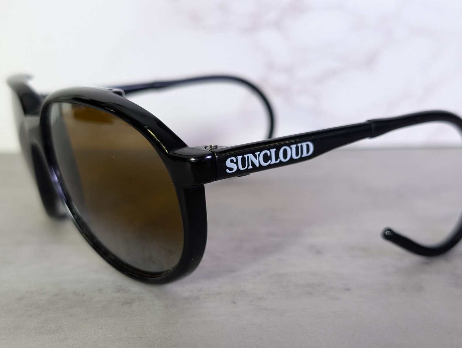 Vintage Suncloud Glacier Black SC-5 Sunglasses Silver Gradient Lenses Black
