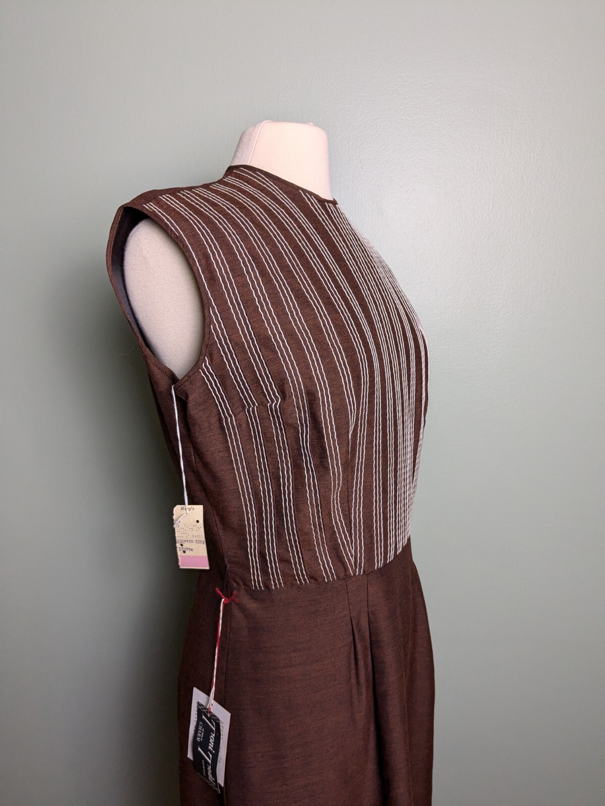 Deadstock Vintage 1960s Striped Brown Pencil Dress Deadstock Vintage 1960s Striped Brown Pencil Dress