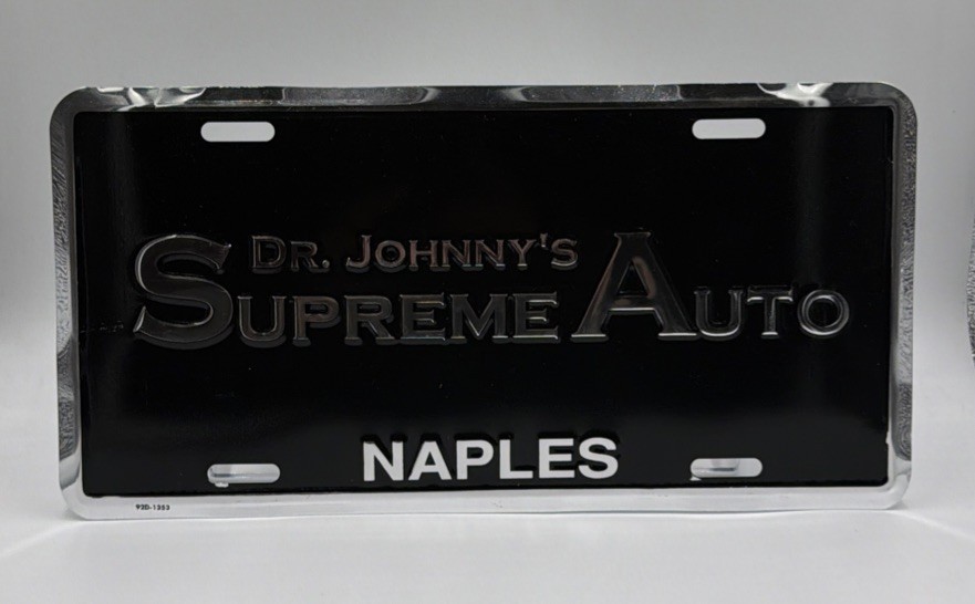 Dr. Johnny’s Supreme Auto Metal Dealership License Plate Naples Florida