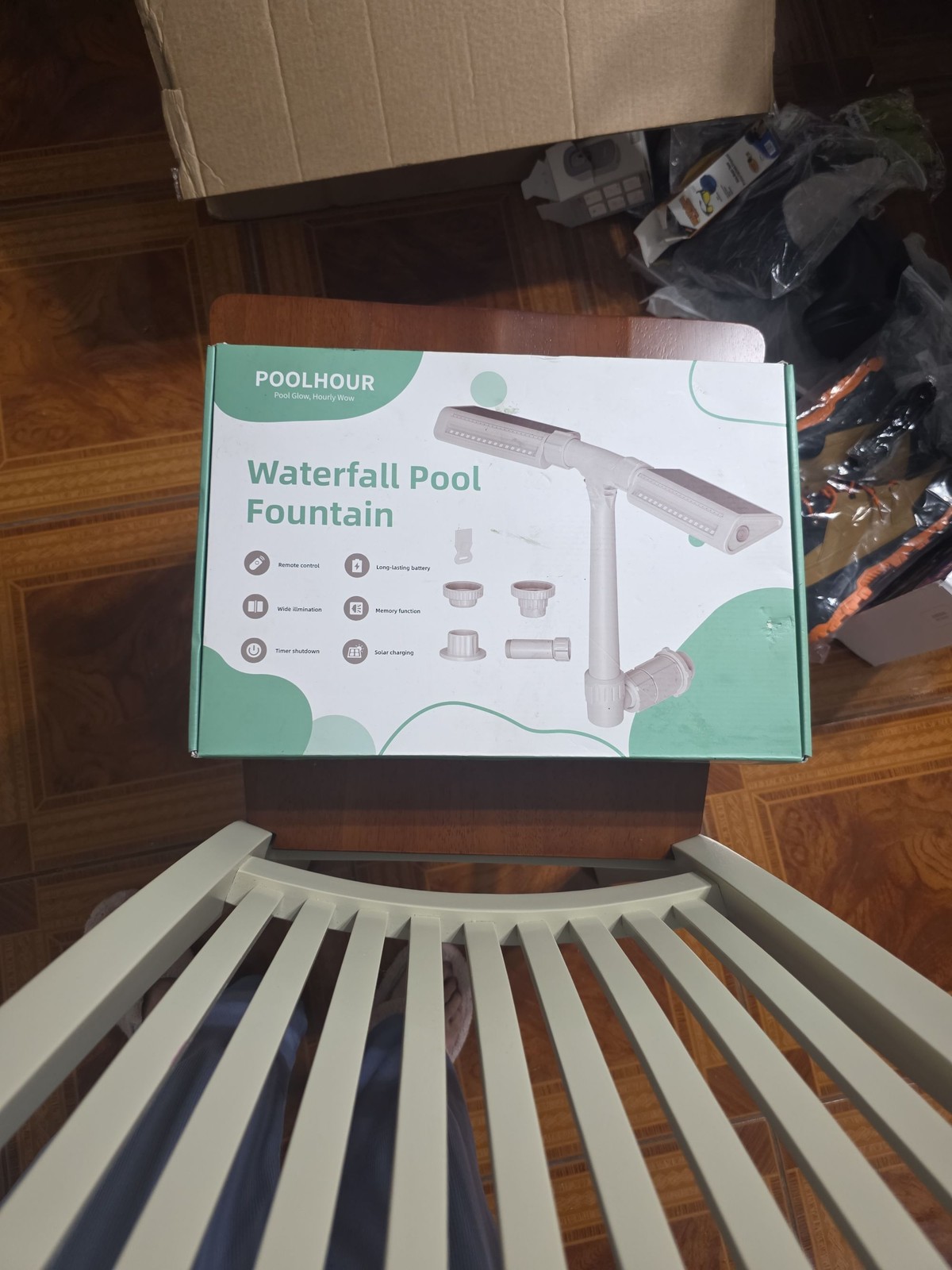 POOLHOUR Solar Pool Fountain LED Light Dual-Head Adjustable Waterfall POOLHOUR Solar Pool Fountain LED Light Dual-Head Adjustable Waterfall